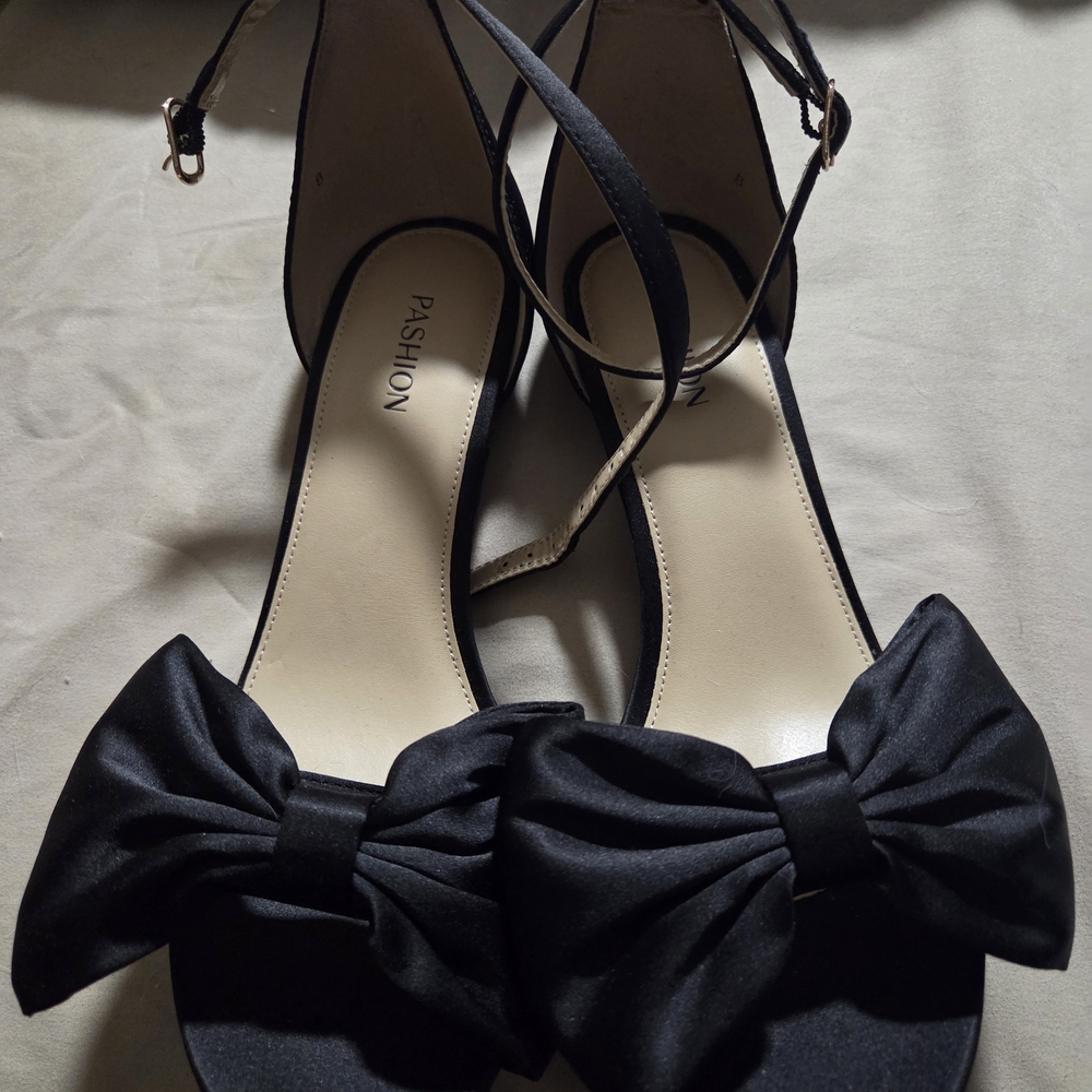 Pashion Footwear Black Bow Heels